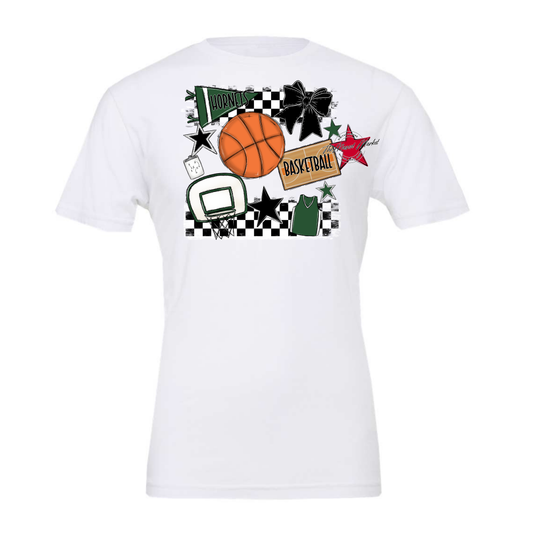Hornets Checkers Basketball Spirit Design-Green