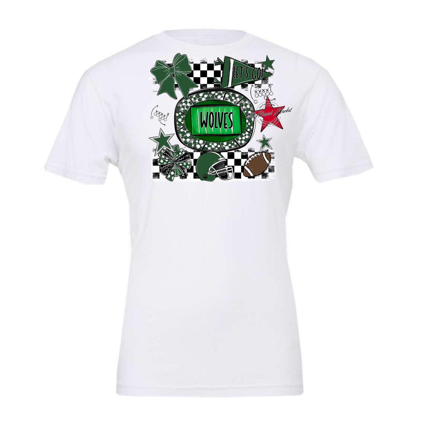 Wolves Checkers Spirit Design-Green