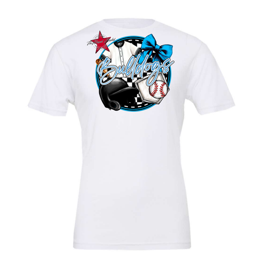 Bulldogs Circle Baseball Design-Carolina Blue