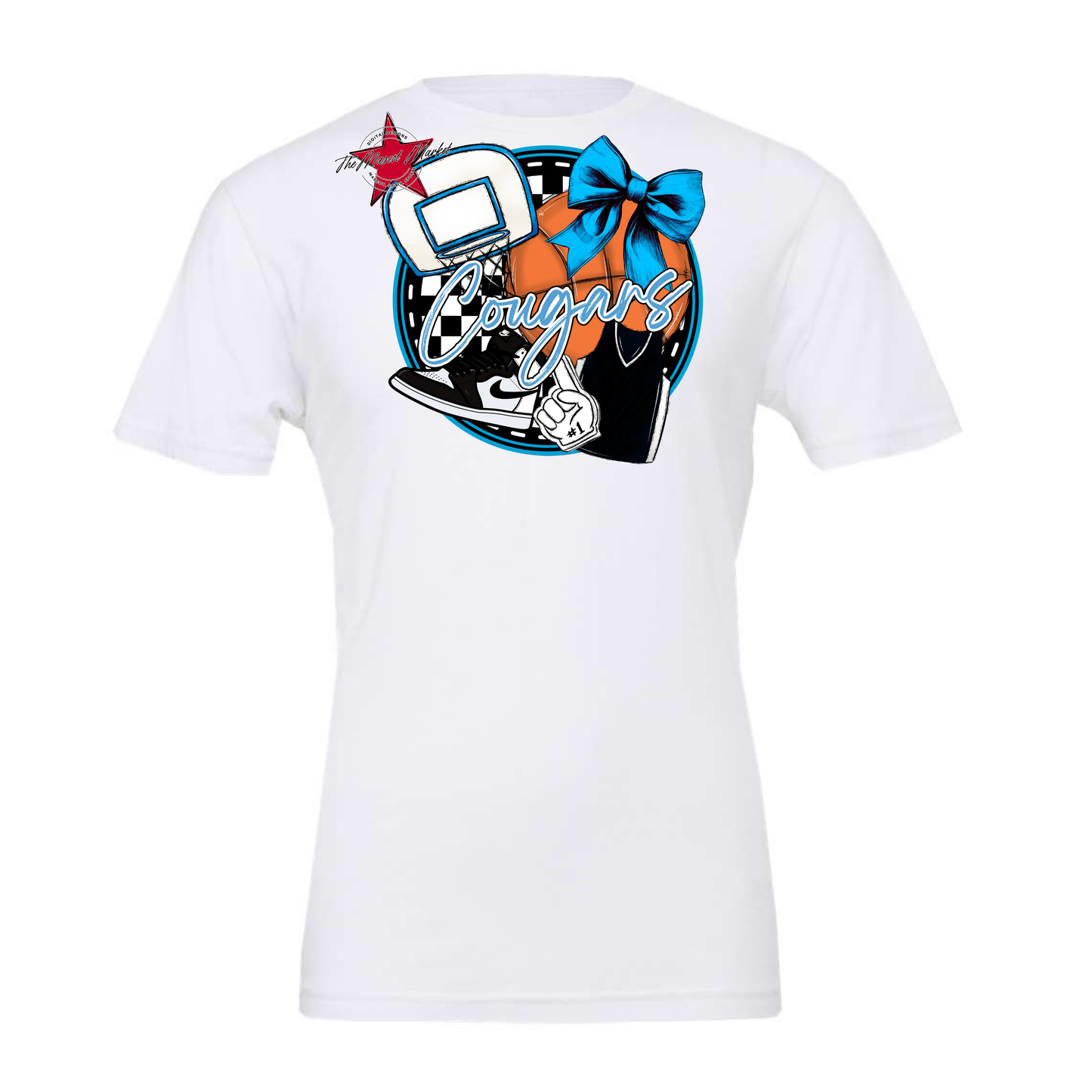 Cougars Circle Basketball Design-Carolina Blue