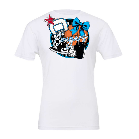 Cougars Circle Basketball Design-Carolina Blue