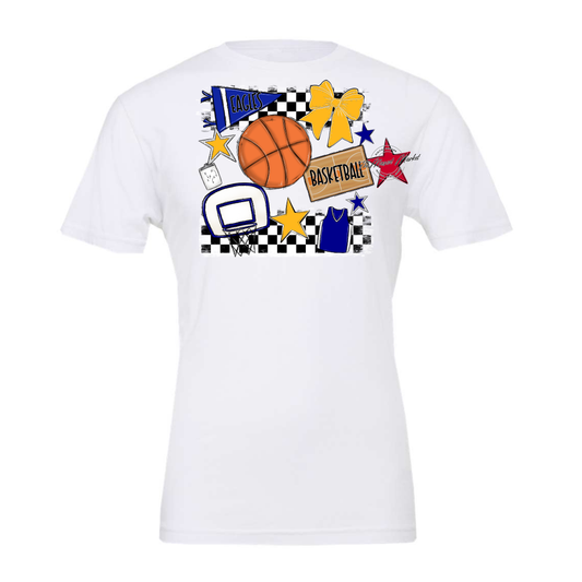 Eagles Basketball Checkers Design-Blue-Yellow