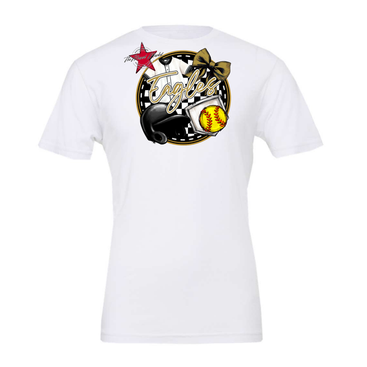 Eagles Circle Softball Design-Gold