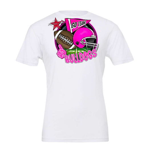 Bulldogs Circle Football Design-Pink