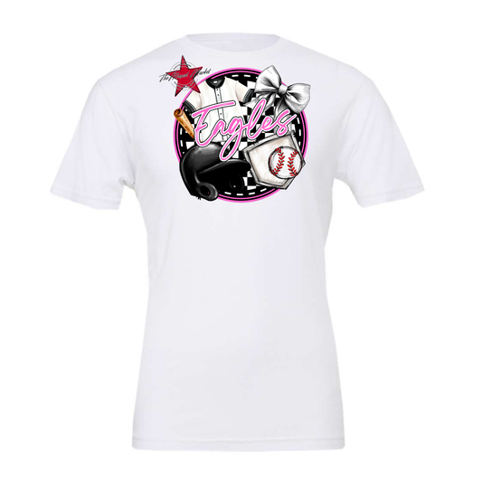 Eagles Circle Baseball Design-Baby Pink