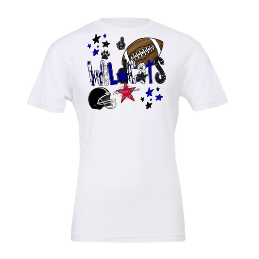 Wildcats Football Scrape-Royal Blue