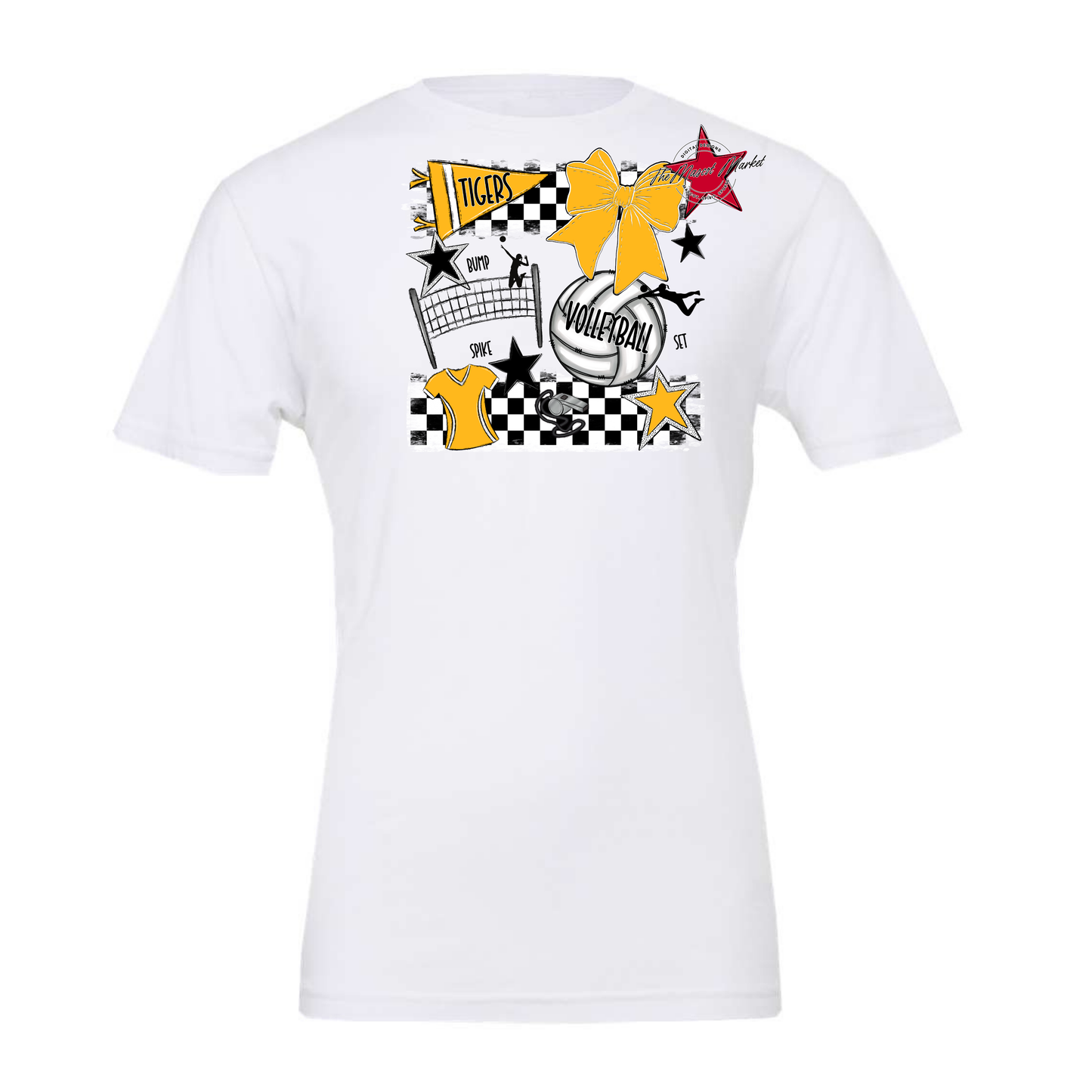 Tigers Checkers Volleyball Spirit Design-Yellow