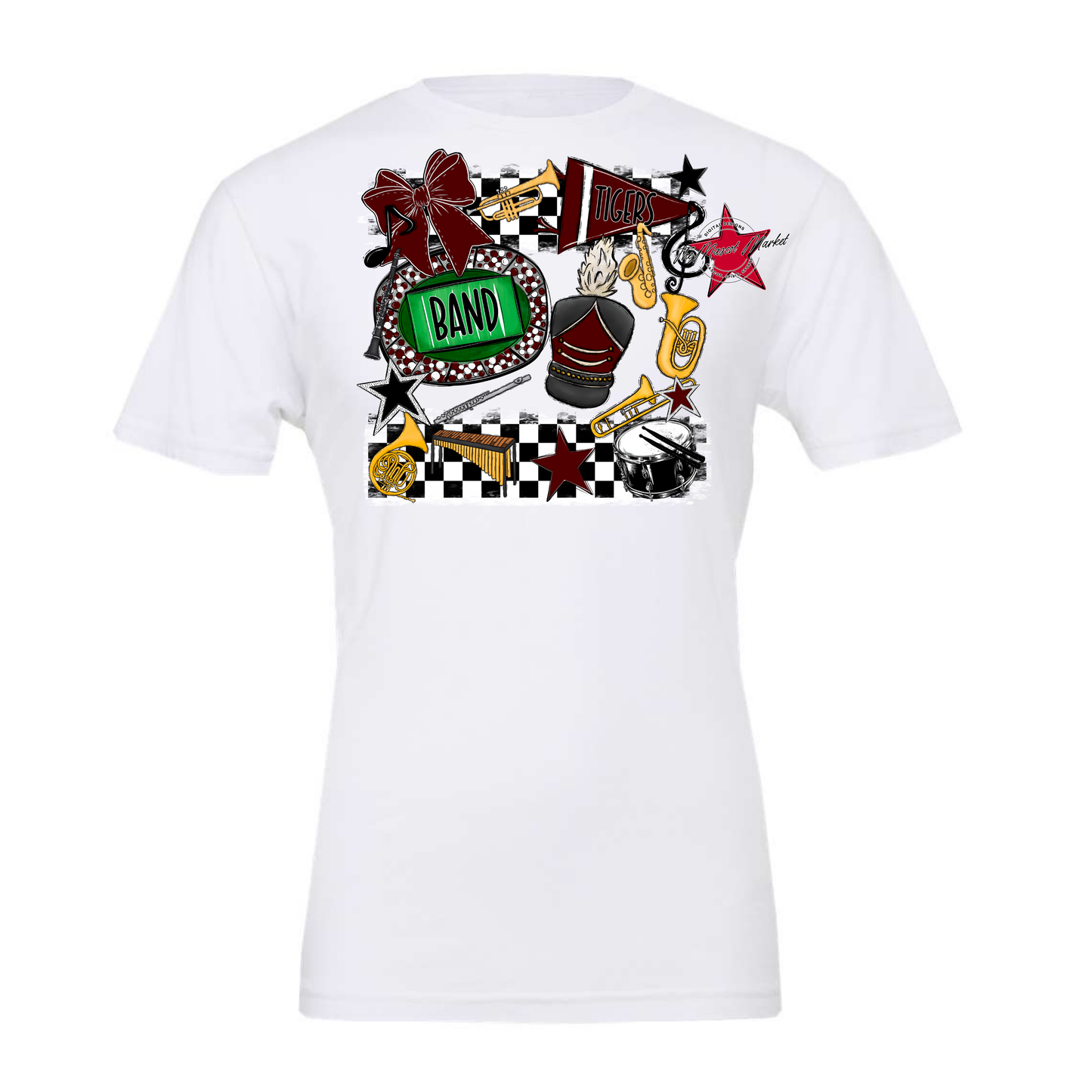 Tigers Checkers Band Spirit Design-Maroon