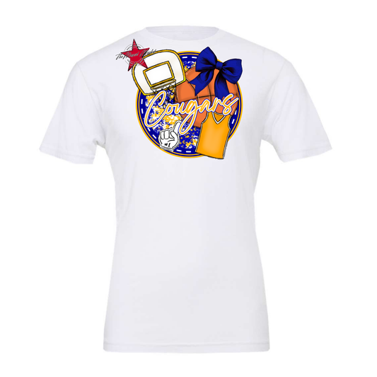 Cougars Circle Basketball Design-Blue-Yellow