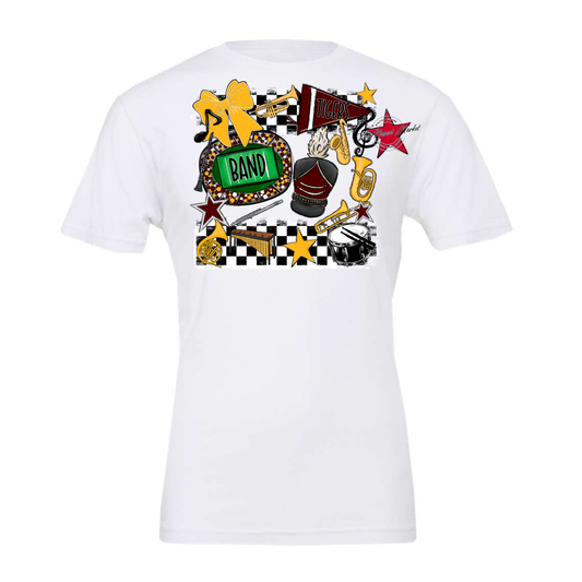 Tigers Checkers Band Spirit Design-Maroon-Yellow