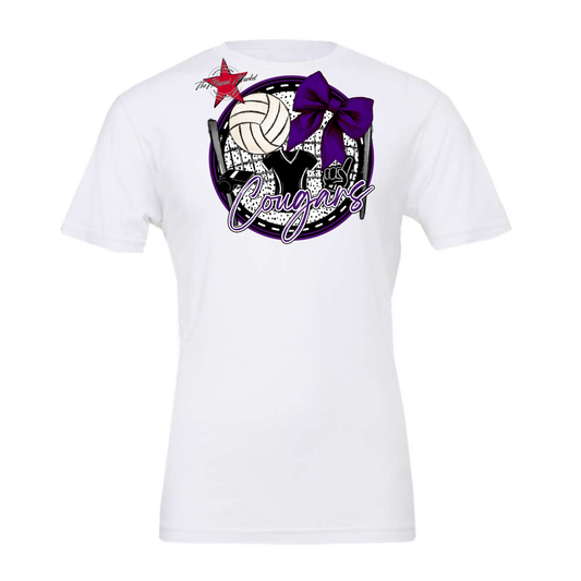 Cougars Circle Volleyball Design-Purple