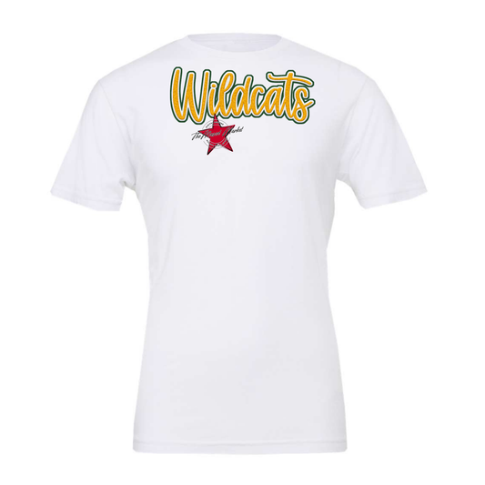 Wildcats Faux Chenille Patch-Green-Yellow