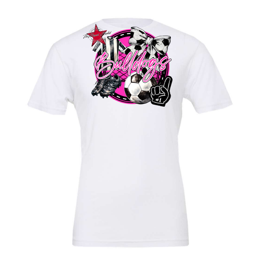 Bulldogs Circle Soccer Design-Pink