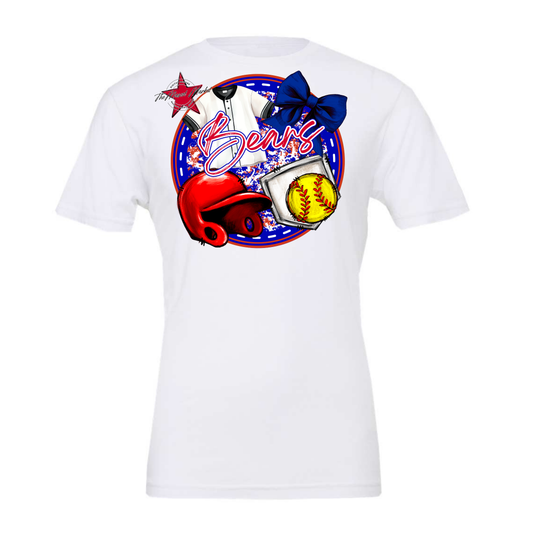Bears Circle Softball Design-Blue-Red