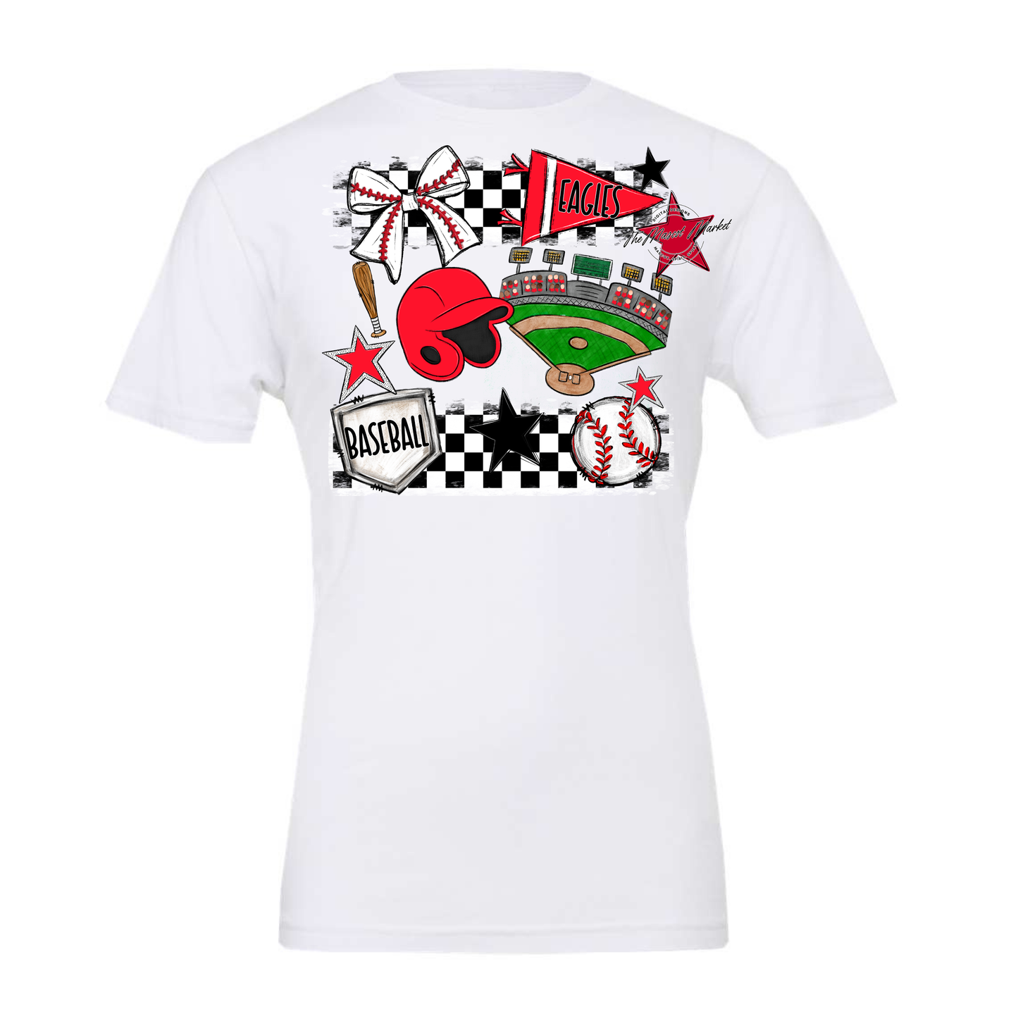 Eagles Baseball Checkers Design-Bright Red