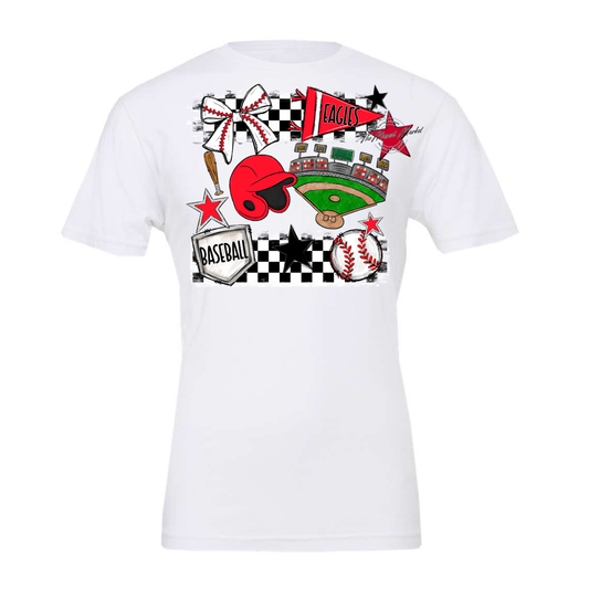 Eagles Baseball Checkers Design-Bright Red