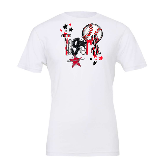 Tigers Baseball Scrape-Bright Red