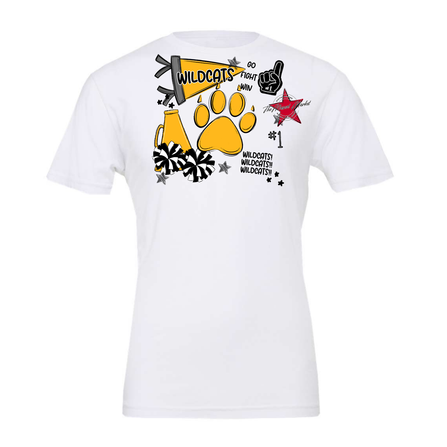 Wildcats Mixed Mascot Spirit Design-Yellow