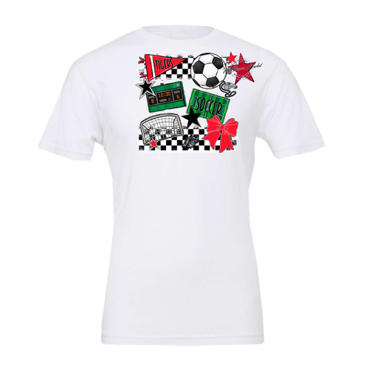 Tigers Checkers Soccer Spirit Design-Bright Red