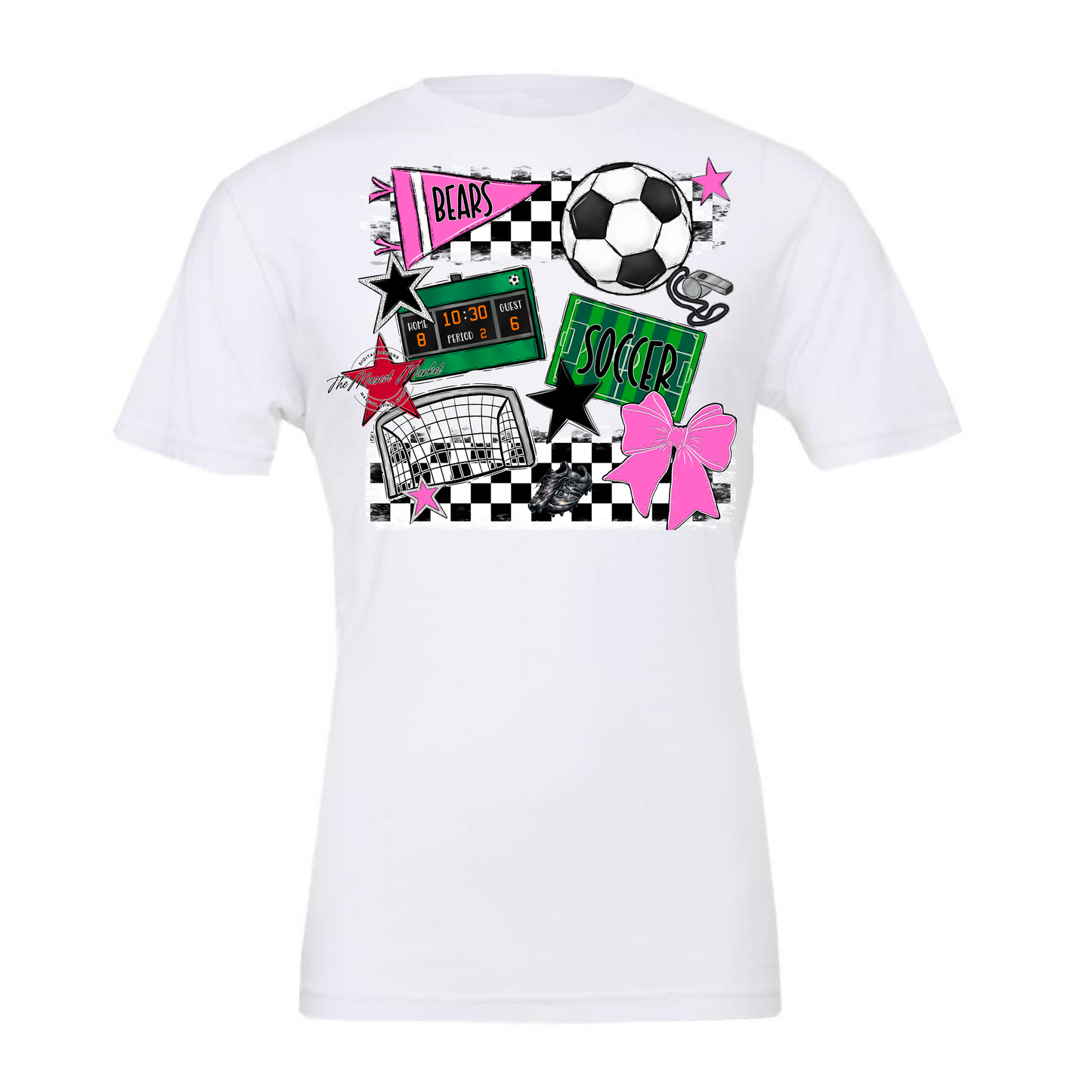 Bears Soccer Checkers Design-Baby Pink