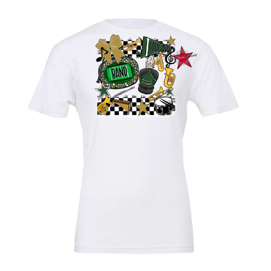Cougars Checkers Band Spirit Design-Green-Gold