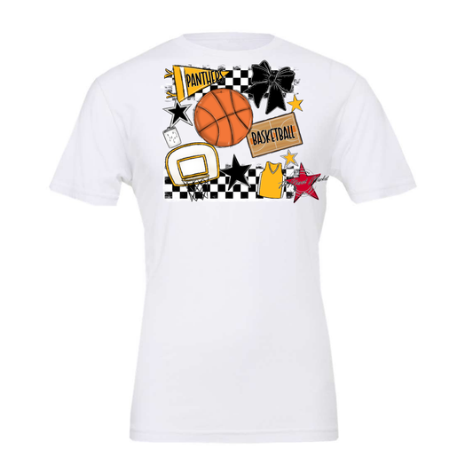 Panthers Checkers Basketball Spirit Design-Yellow