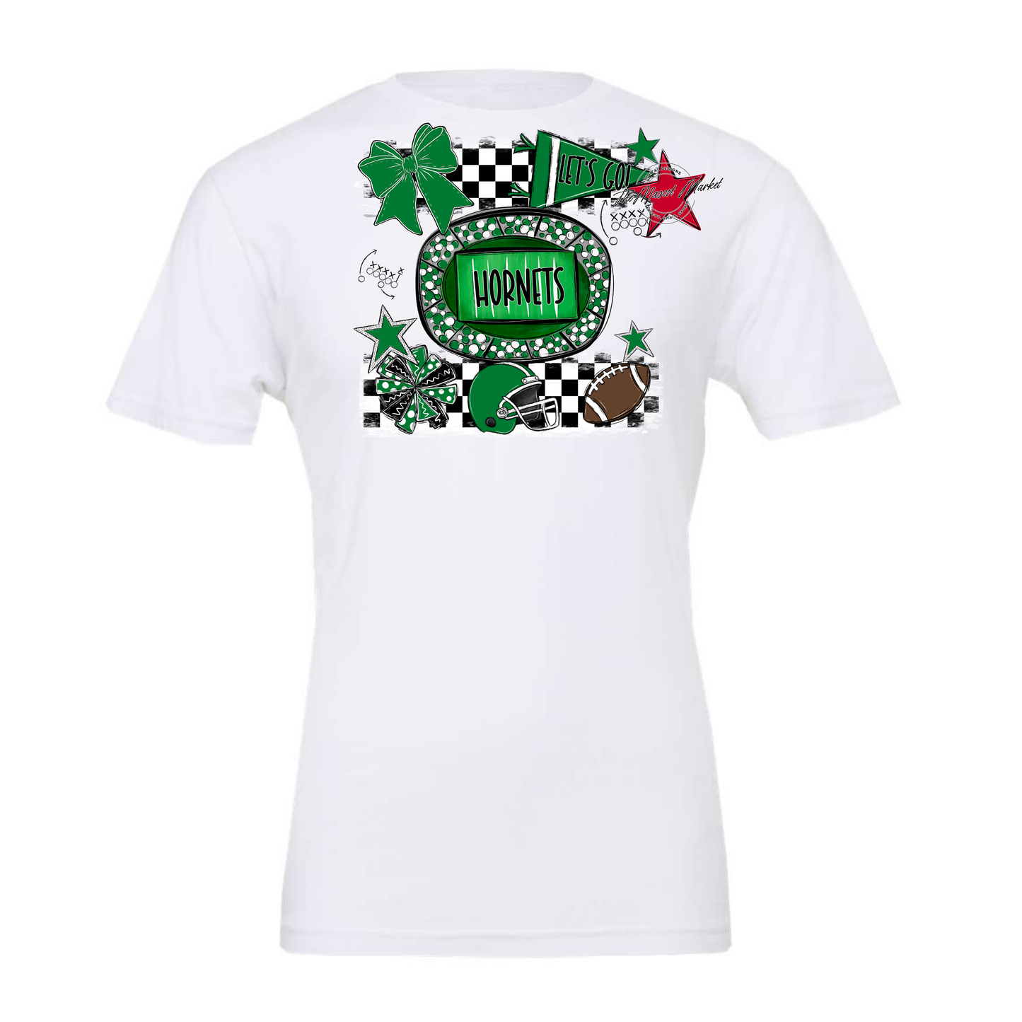 Hornets Checkers Spirit Design-Kelly Green