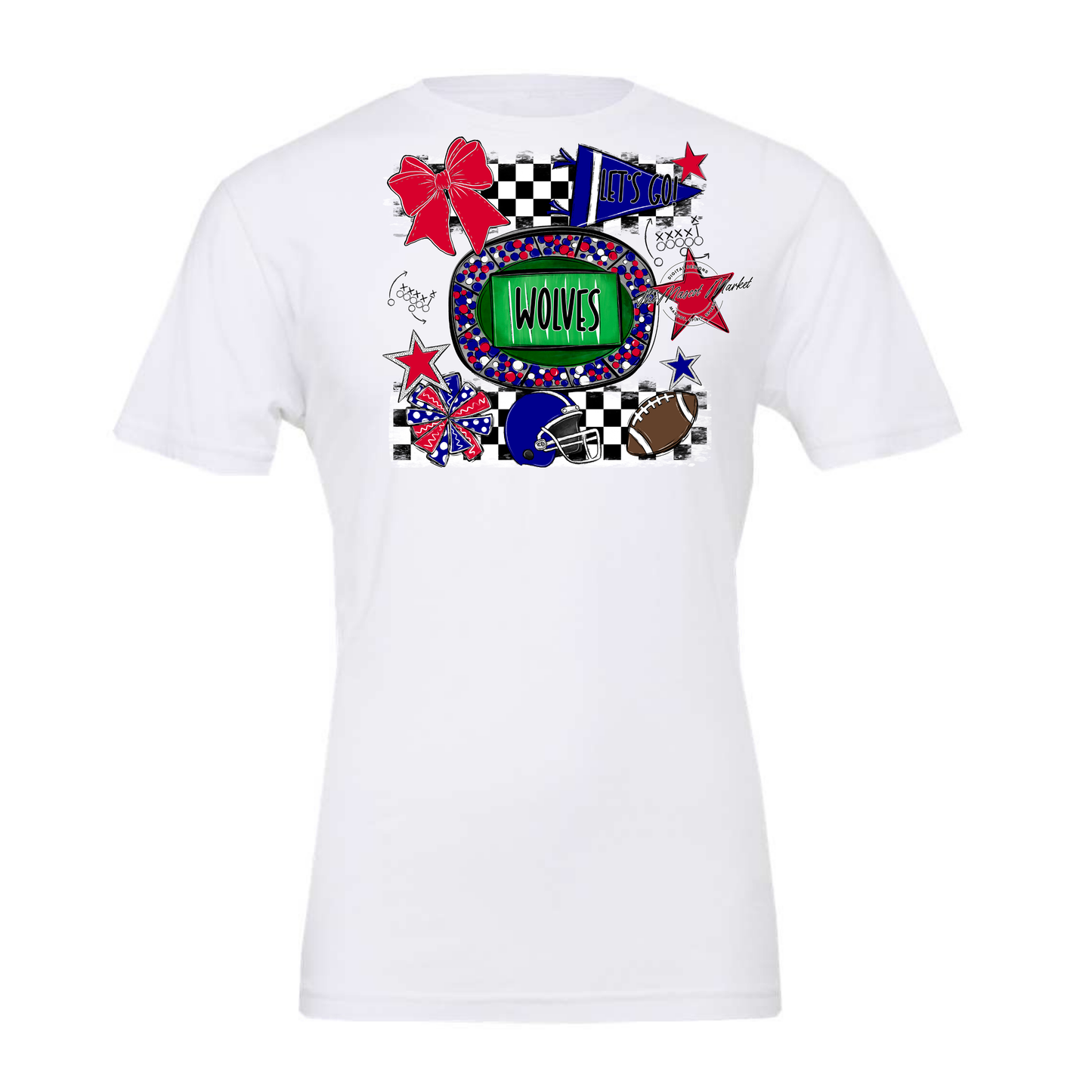 Wolves Checkers Spirit Design-Blue-Red
