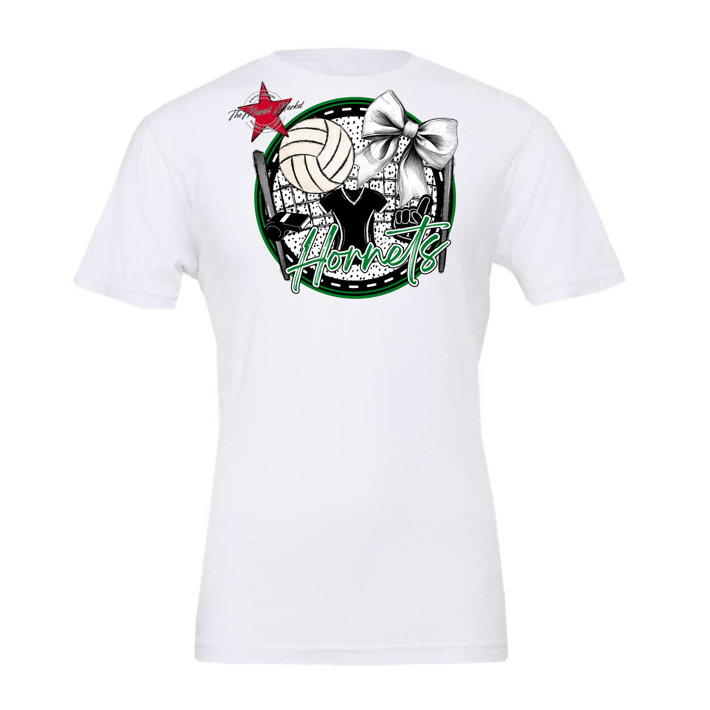 Hornets Circle Volleyball Design-Kelly Green