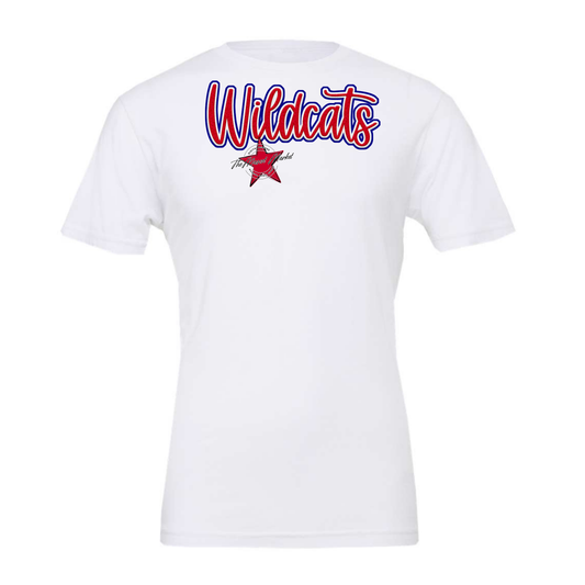 Wildcats Faux Chenille Patch-Blue-Red