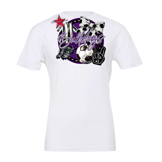 Bulldogs Circle Soccer Design-Purple
