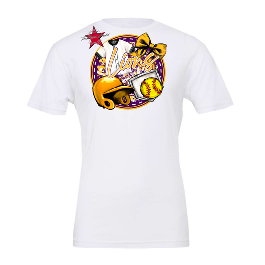 Lions Circle Softball Design-Purple-Yellow