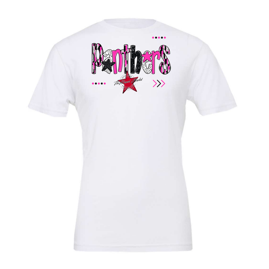 Panthers Brushstroke Alpha w Arrows-Pink