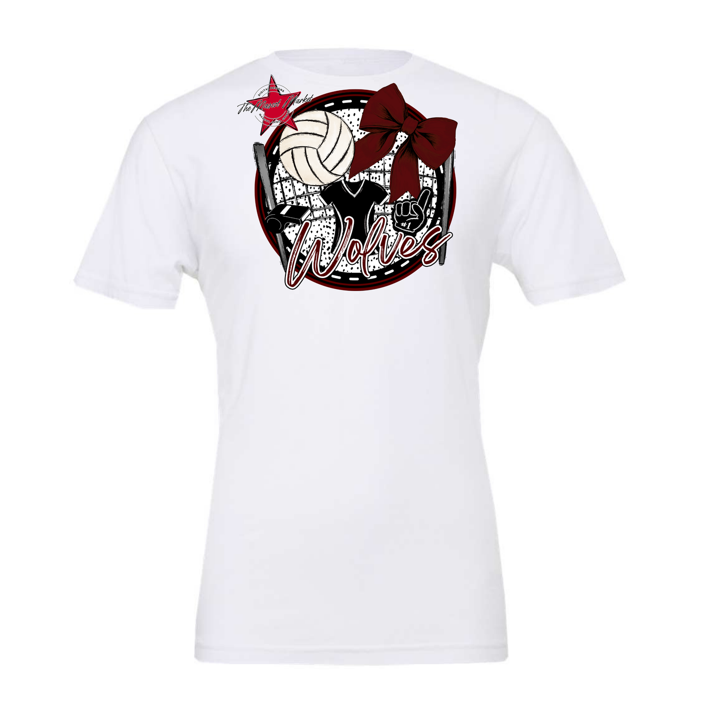 Wolves Circle Volleyball Design-Maroon