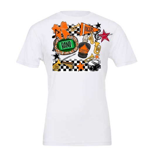 Tigers Checkers Band Spirit Design-Orange