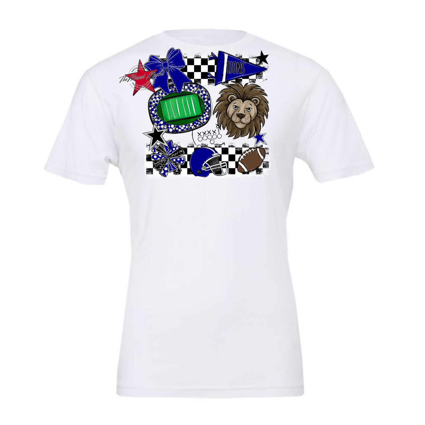 Lions Checkers Mascot Spirit Design-Blue