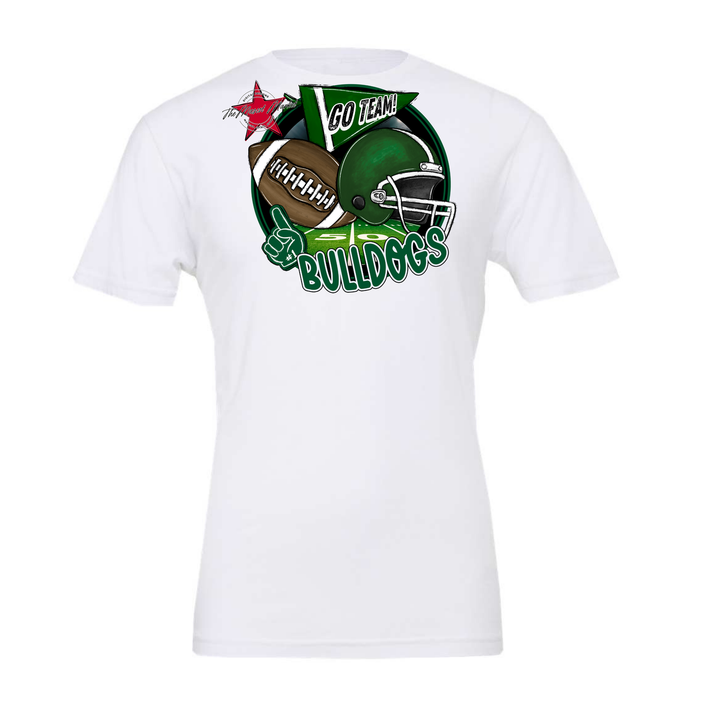 Bulldogs Circle Football Design-Green