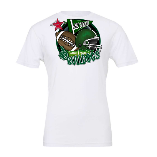 Bulldogs Circle Football Design-Green