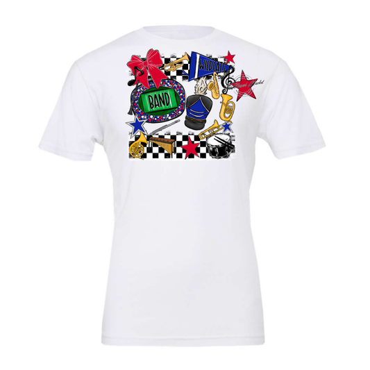 Wildcats Checkers Band Spirit Design-Royal Blue-Red