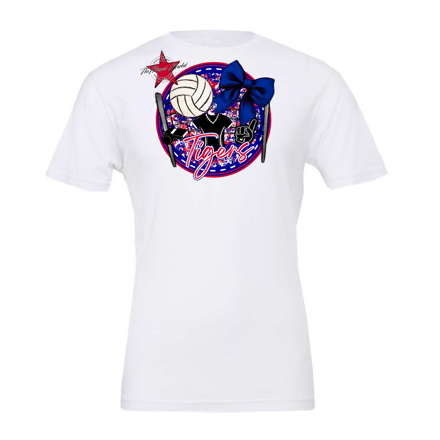 Tigers Circle Volleyball Design-Blue-Red