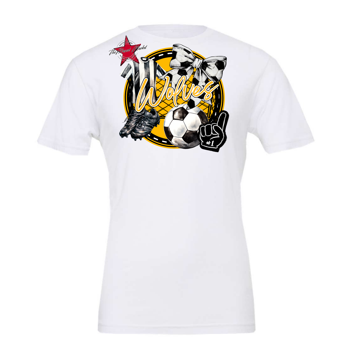 Wolves Circle Soccer Design-Yellow