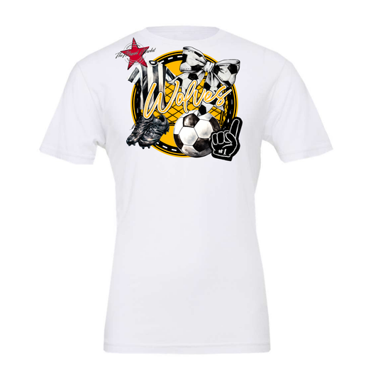 Wolves Circle Soccer Design-Yellow