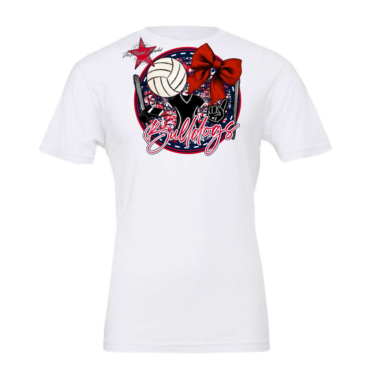 Bulldogs Circle Volleyball Design-Navy-Red