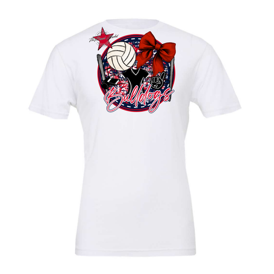 Bulldogs Circle Volleyball Design-Navy-Red