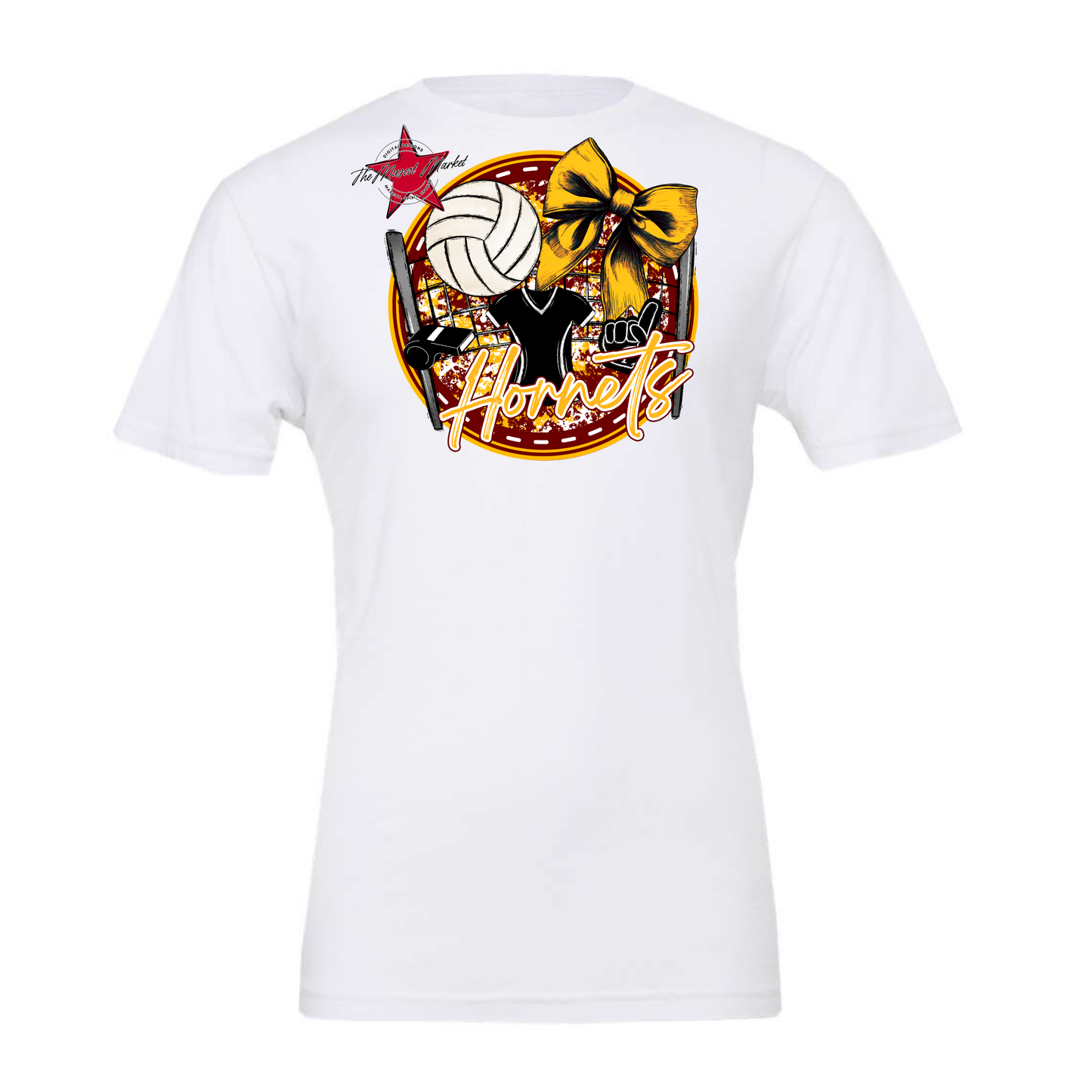 Hornets Circle Volleyball Design-Maroon-Yellow