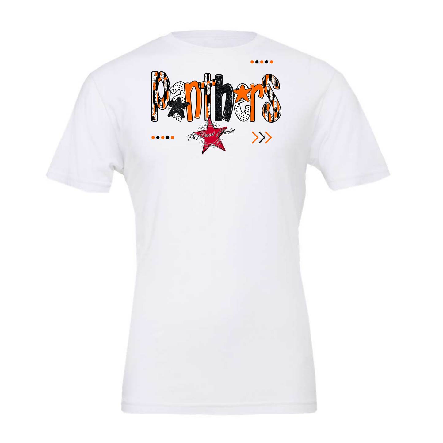 Panthers Brushstroke Alpha w Arrows-Orange