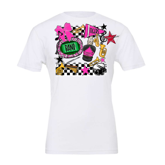 Tigers Checkers Band Spirit Design-Pink