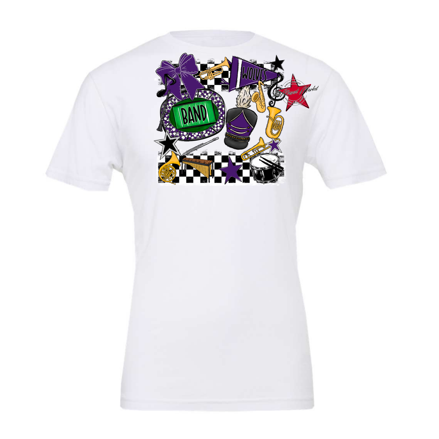 Wolves Checkers Band Spirit Design-Purple