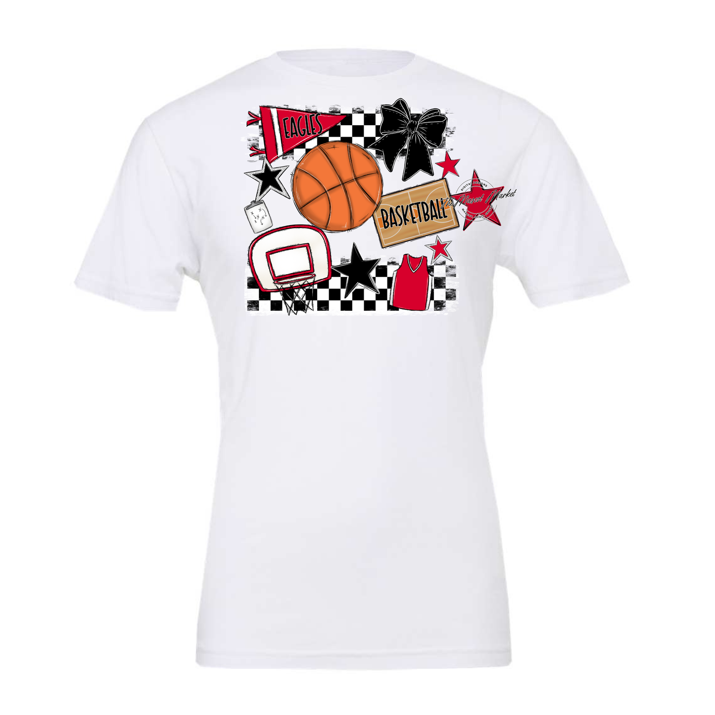 Eagles Basketball Checkers Design-Red