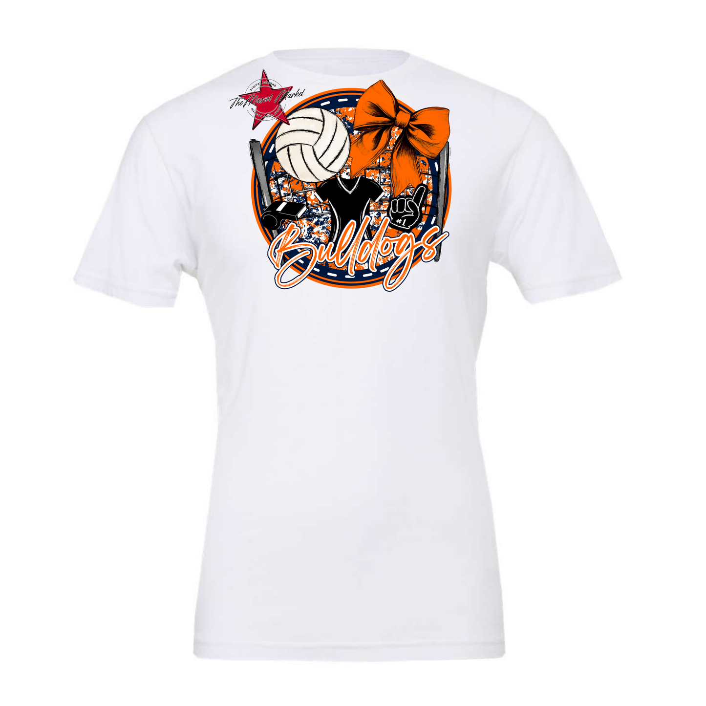 Bulldogs Circle Volleyball Design-Navy-Orange